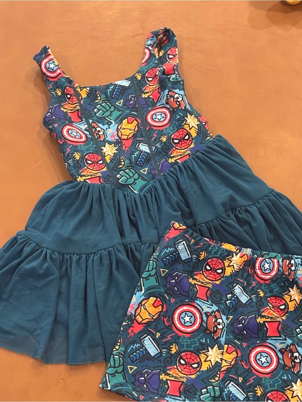 Toddler marvel Print Dress & Shorts Matching Set